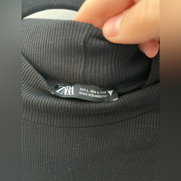 Zara Black Ribbed Midi Mock Turtleneck short sleeve dress - Picture 3 of 5